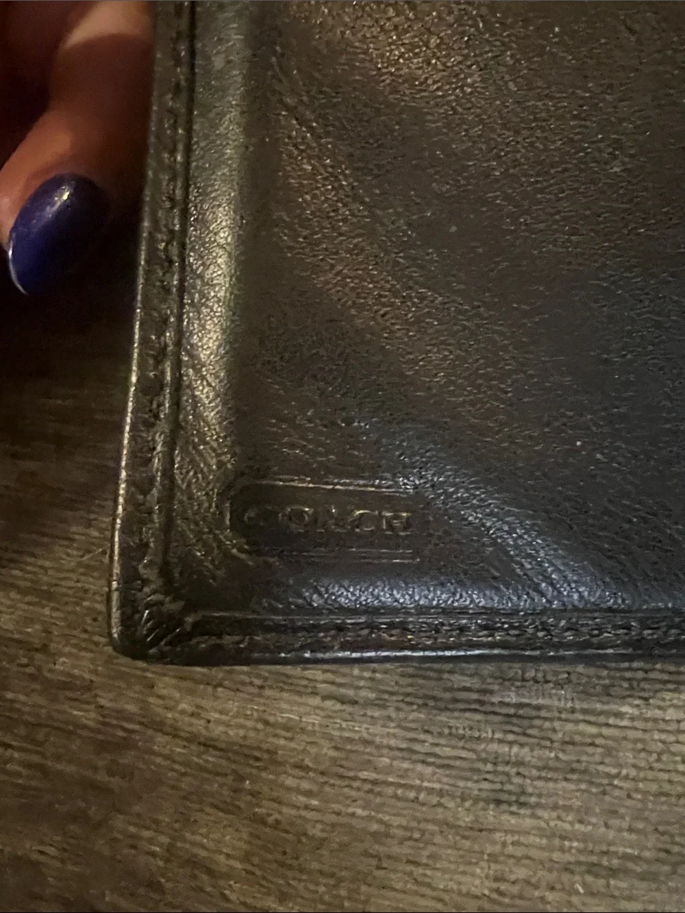 COACH Black Leather Bifold Wallet with Contrast Stitching